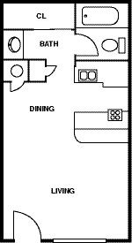 Floor Plan - 0 Bedroom - 1 Bath